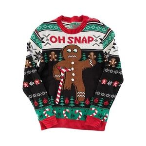 Ugly Christmas Sweater Oh Snap Gingerbread Man Holiday Christmas Sweater Size S